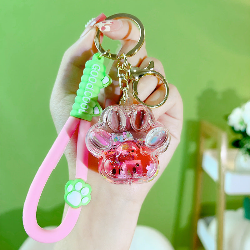 Wholesale Oil Filled Cute Quicksand Acrylic Key Ring